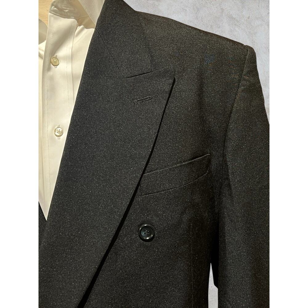 Vintage Gino Cappeli 46R Black Double Breasted Blazer Jacket - Picture 6 of 14